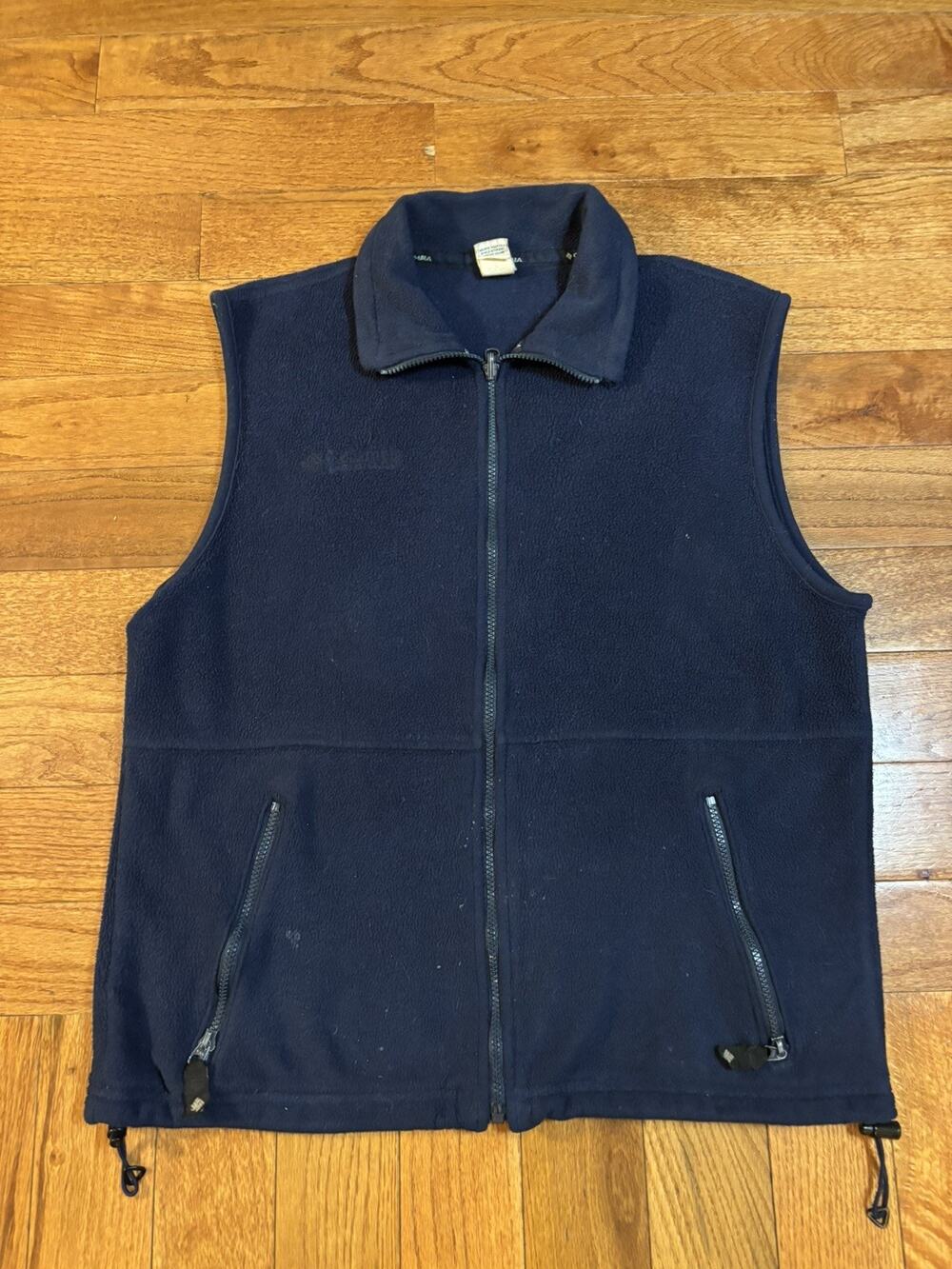 Vintage Columbia Vest Men M Blue Fleece Full Zip Pocket Hiking Outdoor USA *